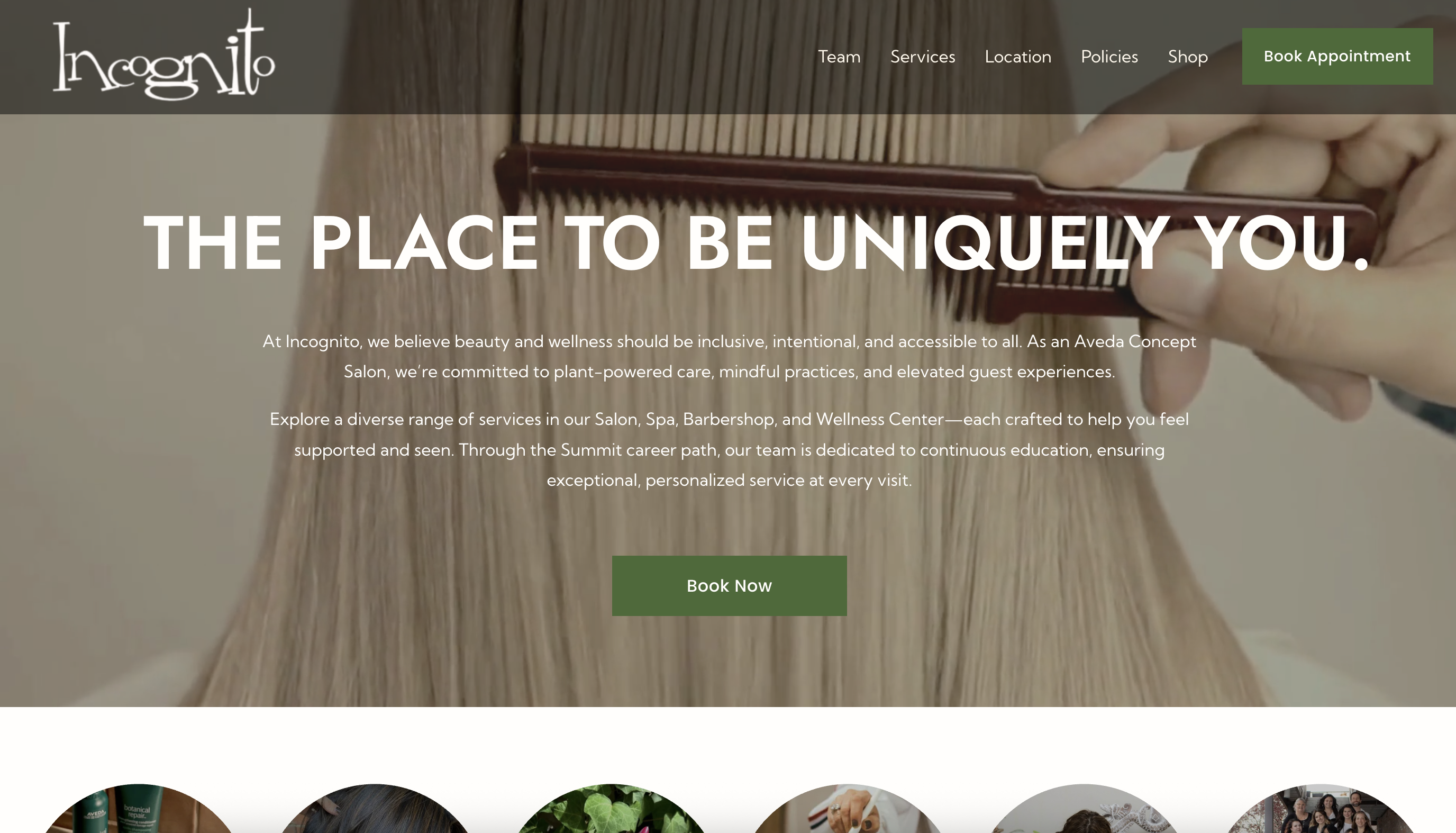 Incognito Salon & Spa website