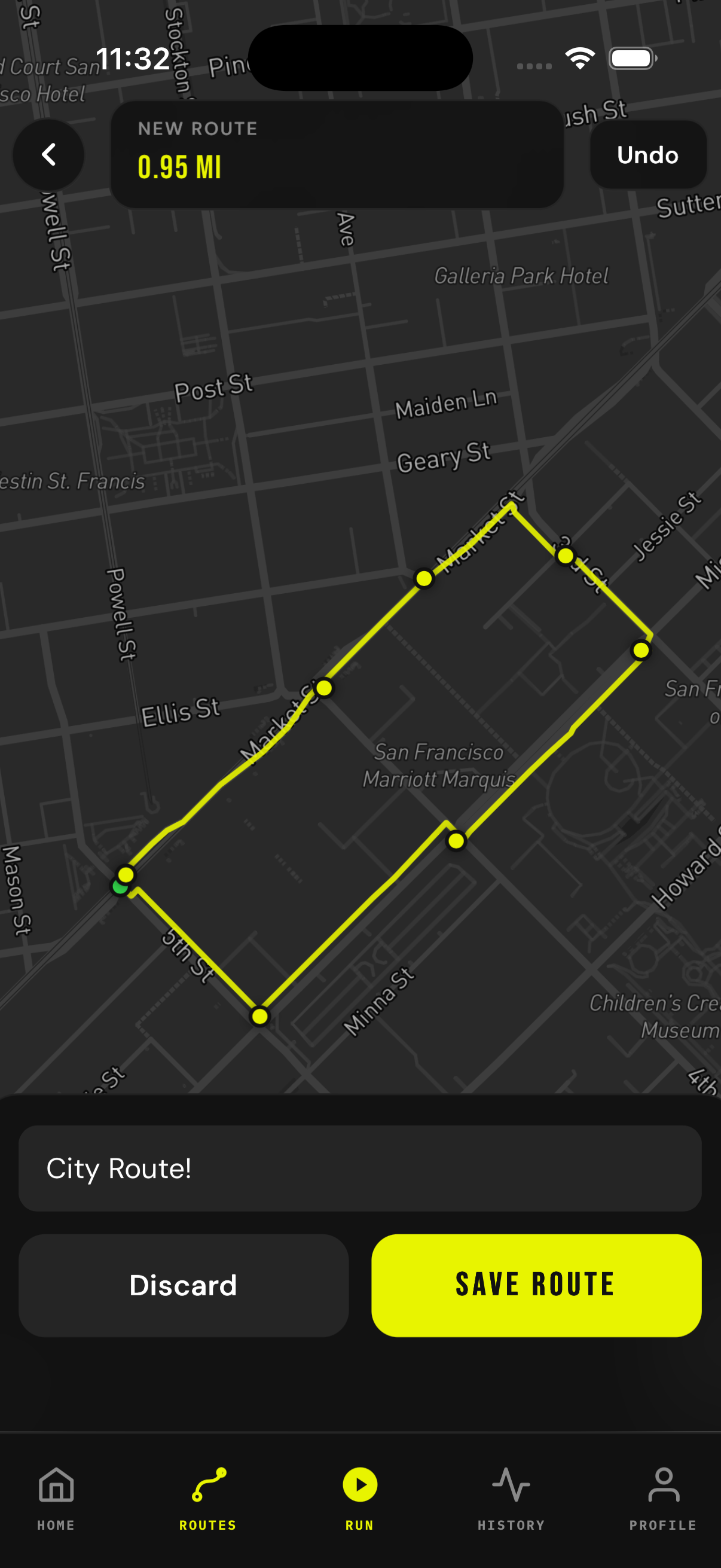 Mapbox route screen