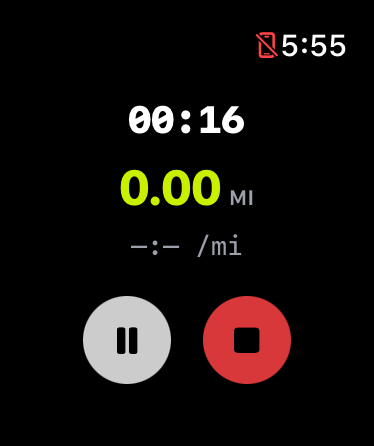 Watch run screen