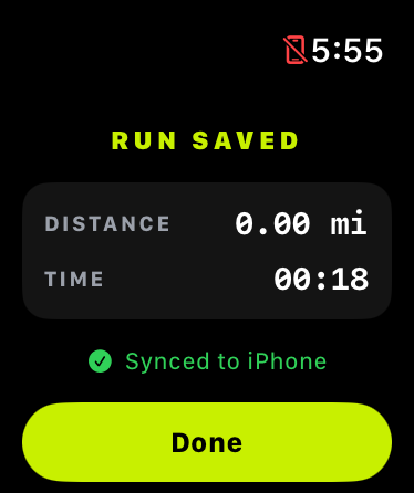 Watch run screen